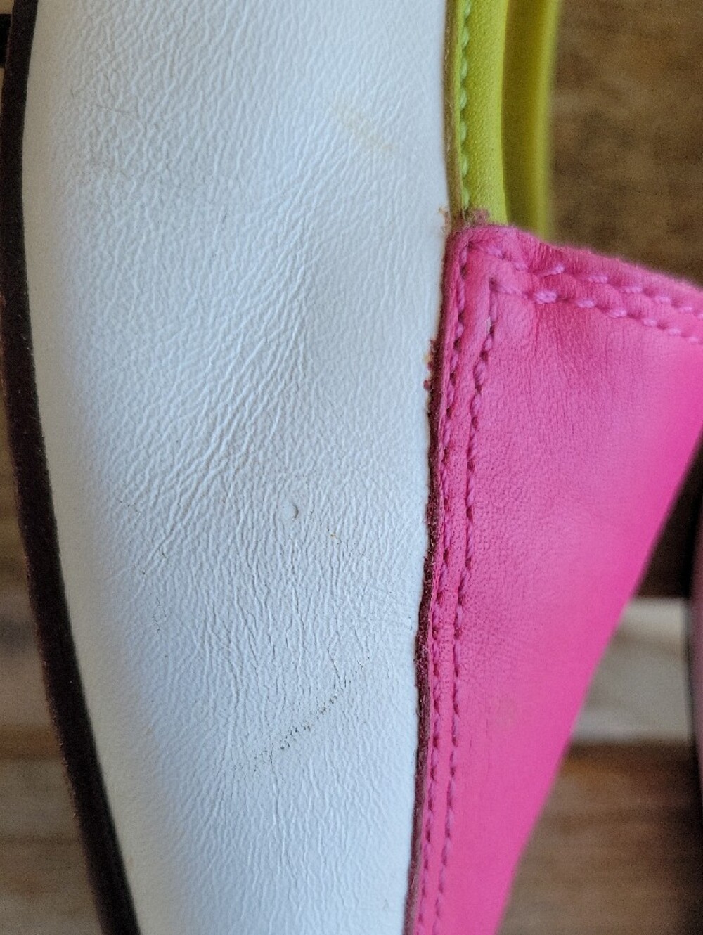 Enzo Angiolini Pink, White and Orange Colorblock Leather Loafers - Picture 4 of 8
